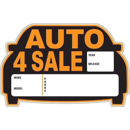 Hy-Ko Auto For Sale Die Cut Sign 9" x 14", 5PK A22250